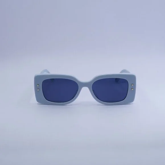 Dior DIORPACIFIC S1U 80B0 Sunglasses Shiny Blue/White Rectangle Frame, Blue Lens - Picture 2 of 11